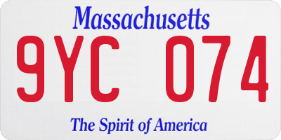 MA license plate 9YC074