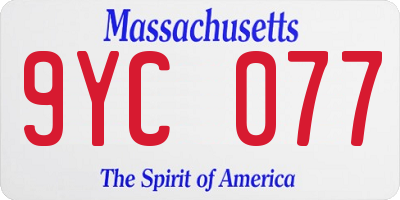 MA license plate 9YC077