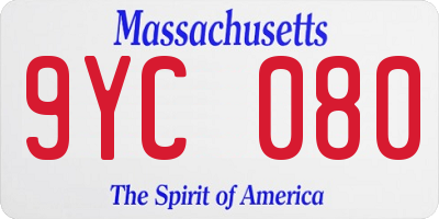 MA license plate 9YC080
