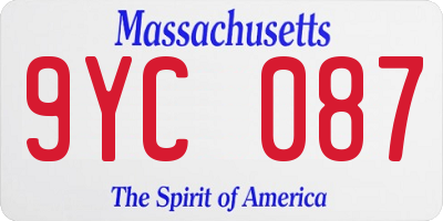 MA license plate 9YC087
