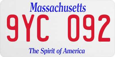 MA license plate 9YC092