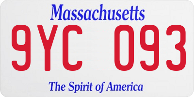 MA license plate 9YC093