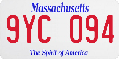 MA license plate 9YC094