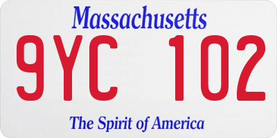 MA license plate 9YC102