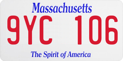 MA license plate 9YC106