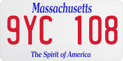 MA license plate 9YC108