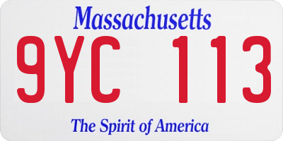MA license plate 9YC113
