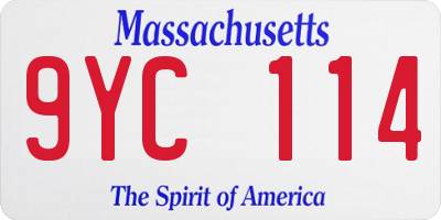 MA license plate 9YC114