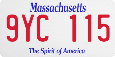 MA license plate 9YC115