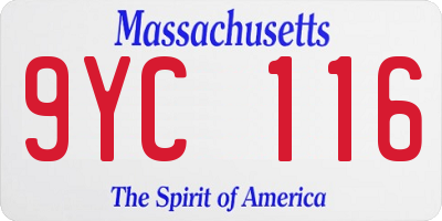 MA license plate 9YC116