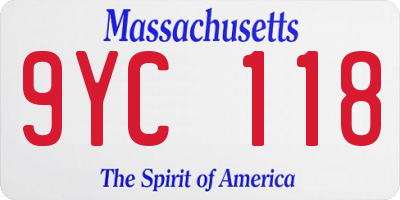 MA license plate 9YC118