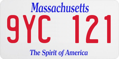 MA license plate 9YC121
