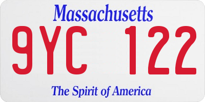 MA license plate 9YC122