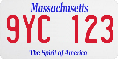 MA license plate 9YC123