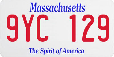 MA license plate 9YC129