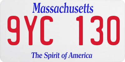 MA license plate 9YC130