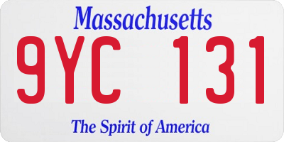 MA license plate 9YC131
