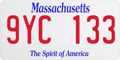 MA license plate 9YC133