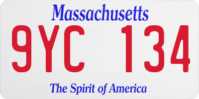 MA license plate 9YC134