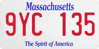 MA license plate 9YC135