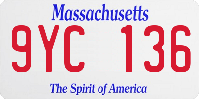 MA license plate 9YC136