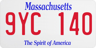 MA license plate 9YC140