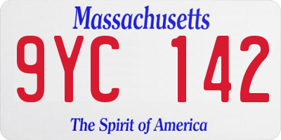 MA license plate 9YC142