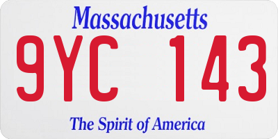 MA license plate 9YC143