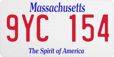 MA license plate 9YC154