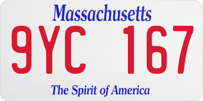 MA license plate 9YC167