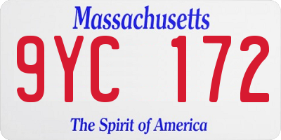 MA license plate 9YC172