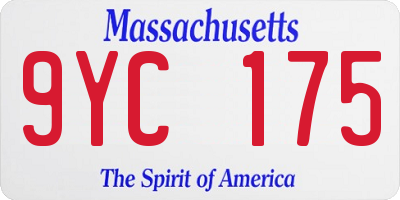 MA license plate 9YC175