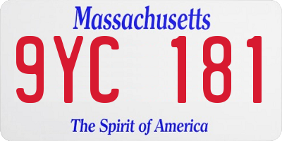 MA license plate 9YC181