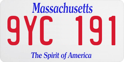 MA license plate 9YC191