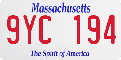 MA license plate 9YC194