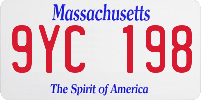 MA license plate 9YC198