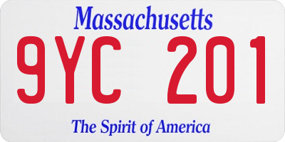 MA license plate 9YC201