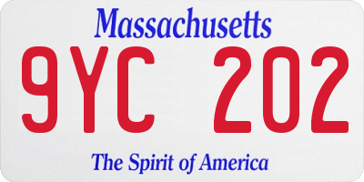 MA license plate 9YC202