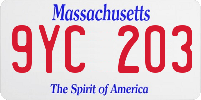 MA license plate 9YC203