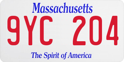 MA license plate 9YC204