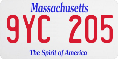 MA license plate 9YC205