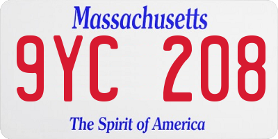 MA license plate 9YC208