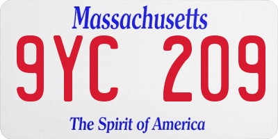 MA license plate 9YC209
