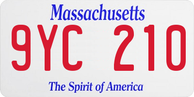 MA license plate 9YC210