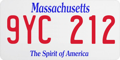 MA license plate 9YC212