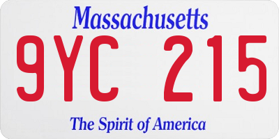 MA license plate 9YC215