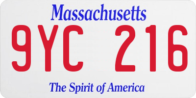 MA license plate 9YC216