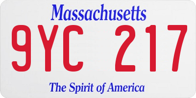 MA license plate 9YC217