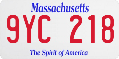 MA license plate 9YC218