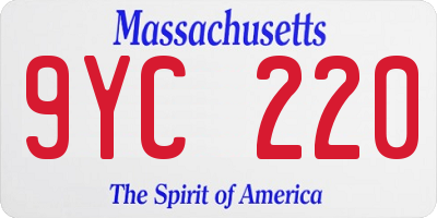 MA license plate 9YC220